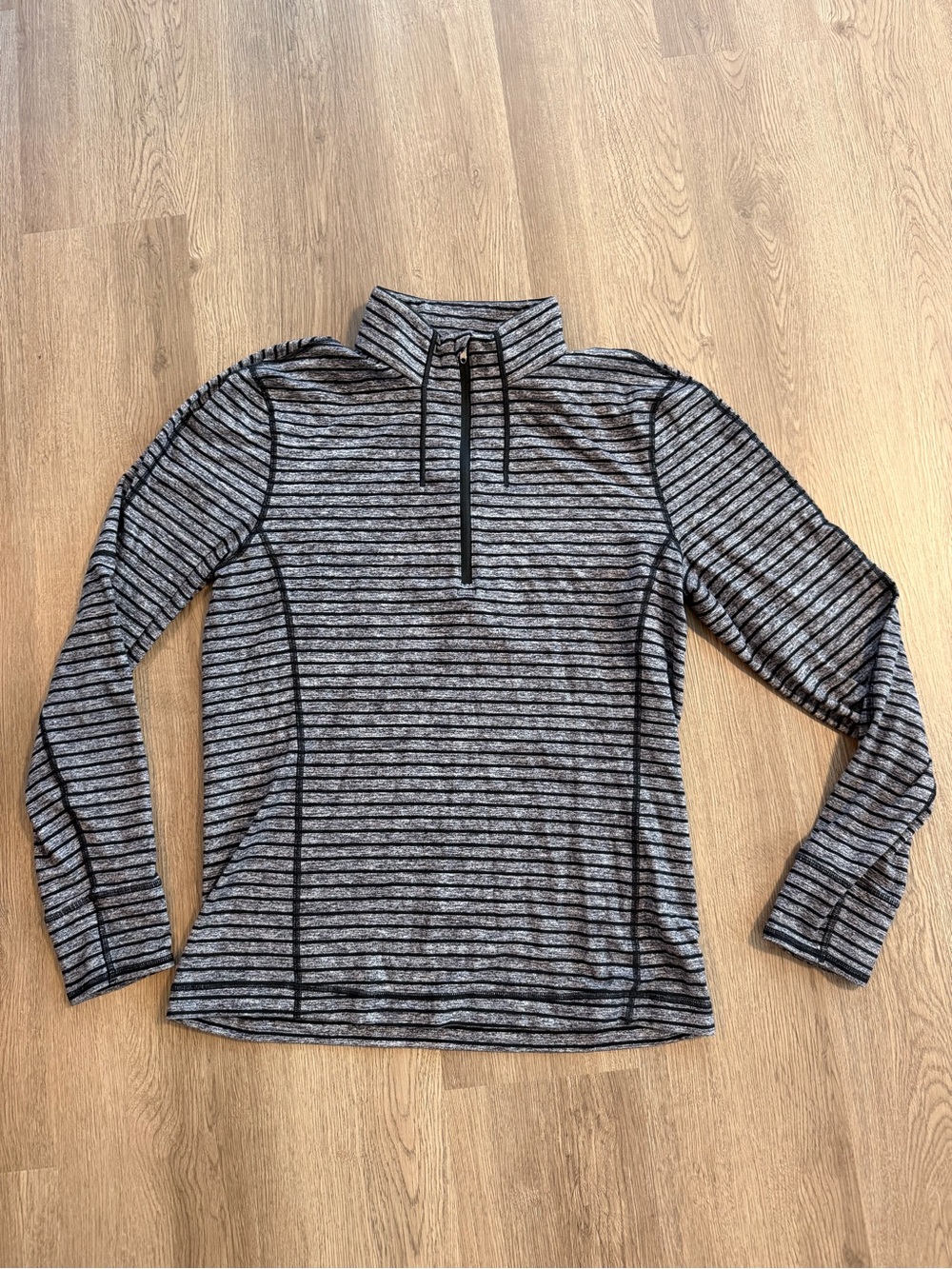 Lululemon Pullover Mens Sz M Striped Logo Mock Neck Quarter Zip Running